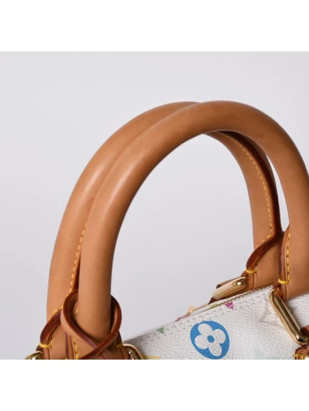 Louis Vuitton Speedy 30 Handbag Monogram Multicolor Takashi Murakami White